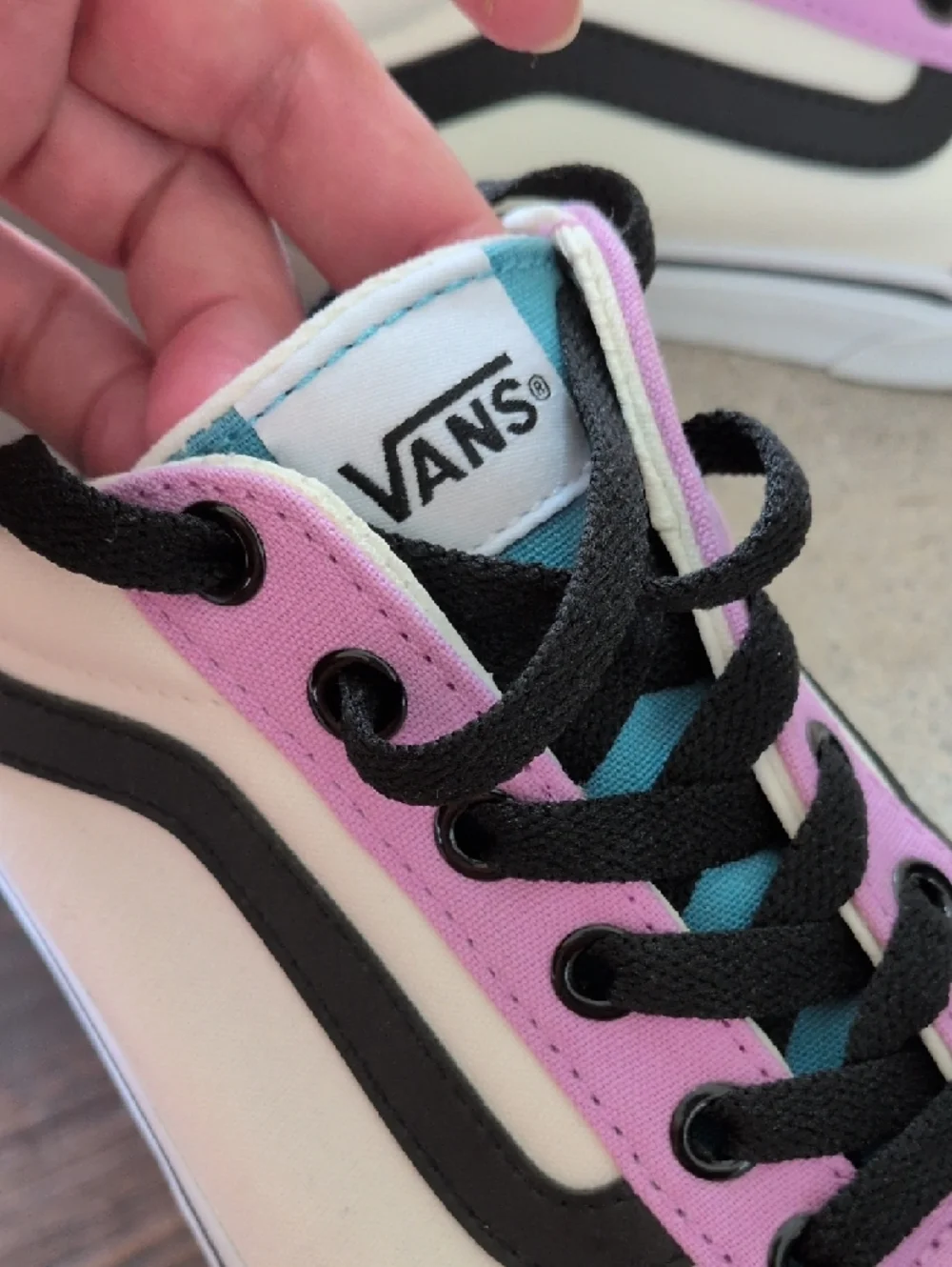 VANS I New Ward Color Block Cream, Black, Red & Purple Sneaker Skater Shoes, 9.5 - Picture 6 of 14